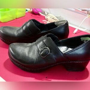 Dansko Black Women's Mules with Buckle